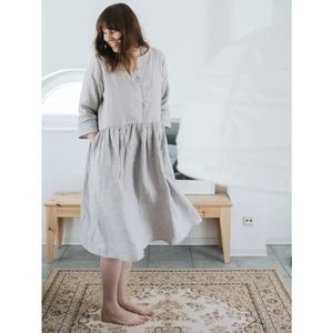 Simply Grey 100% Linen Dress Size Large